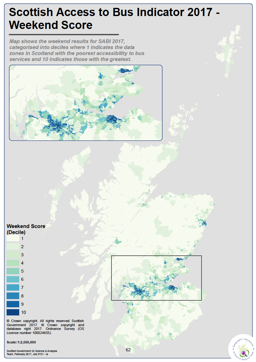 Scottish Access to Bus Indicator 2017 - Weekend Score