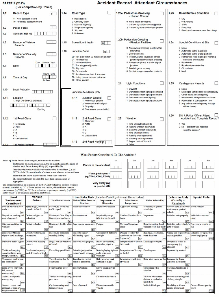 Accident Record Attendant Circumstances