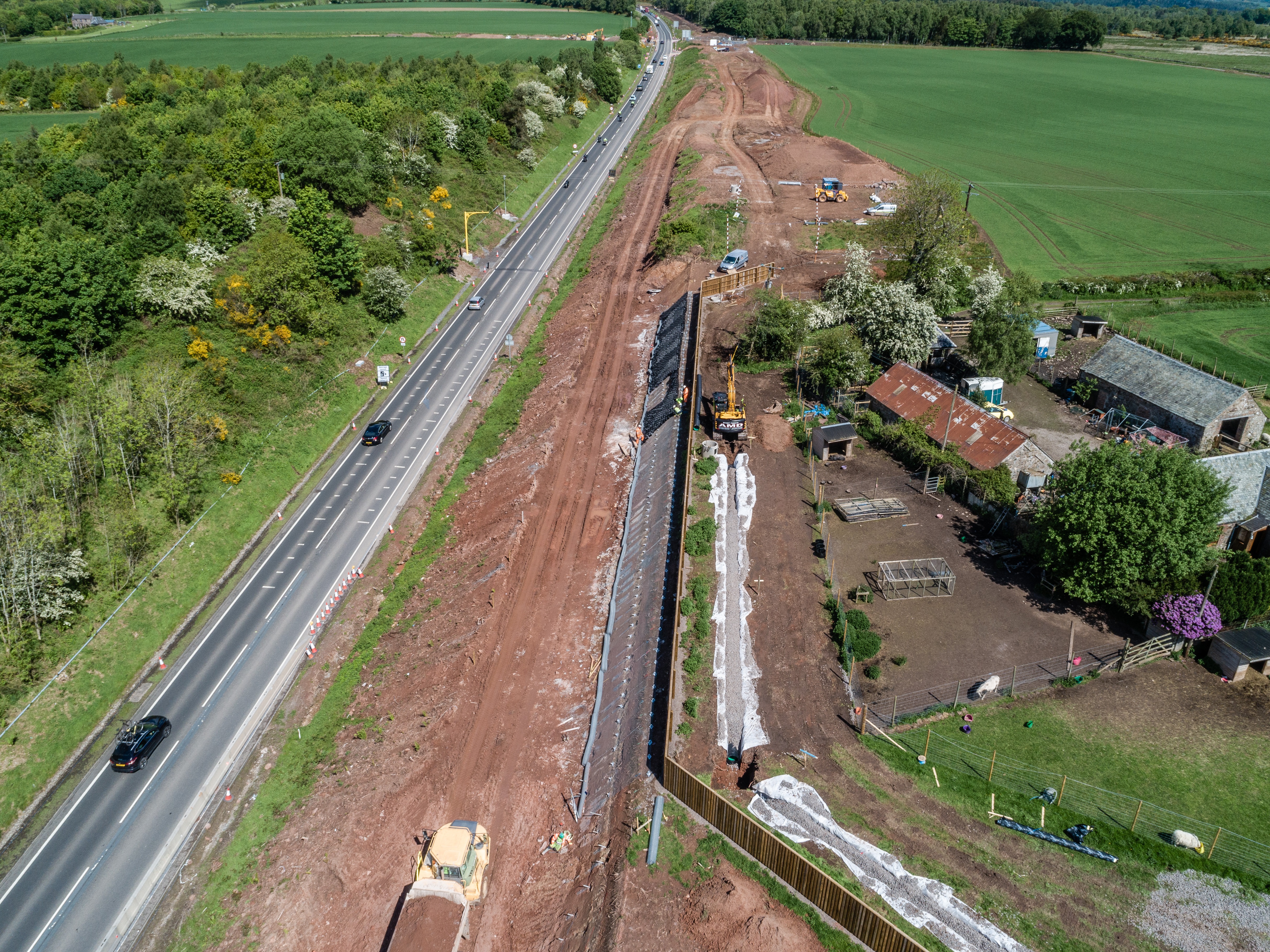 Aerial of soil nailing at Broompark