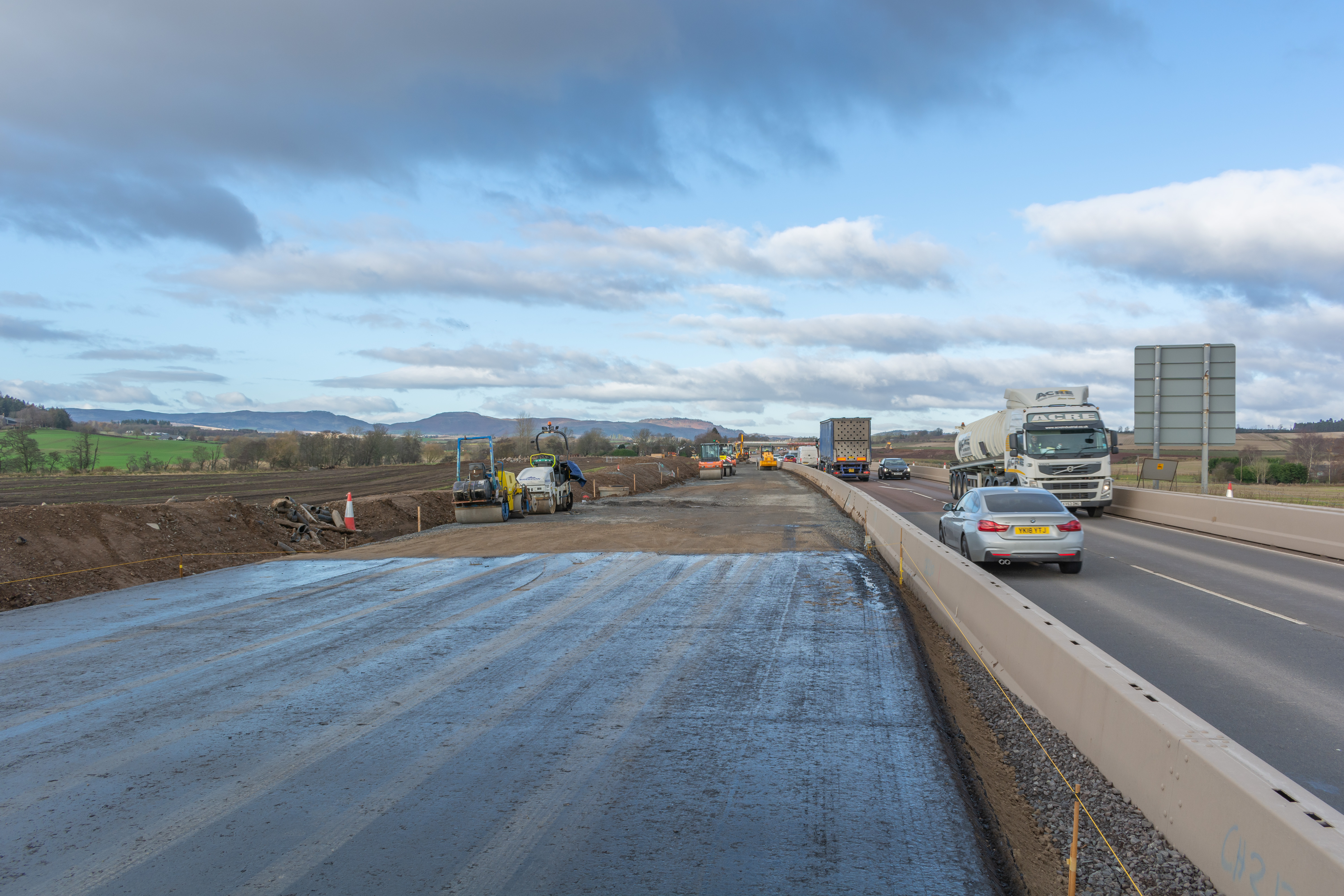 Eye level shot of new carriageway