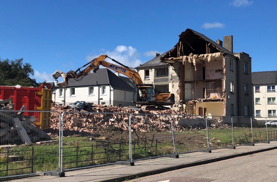 Building being demolished