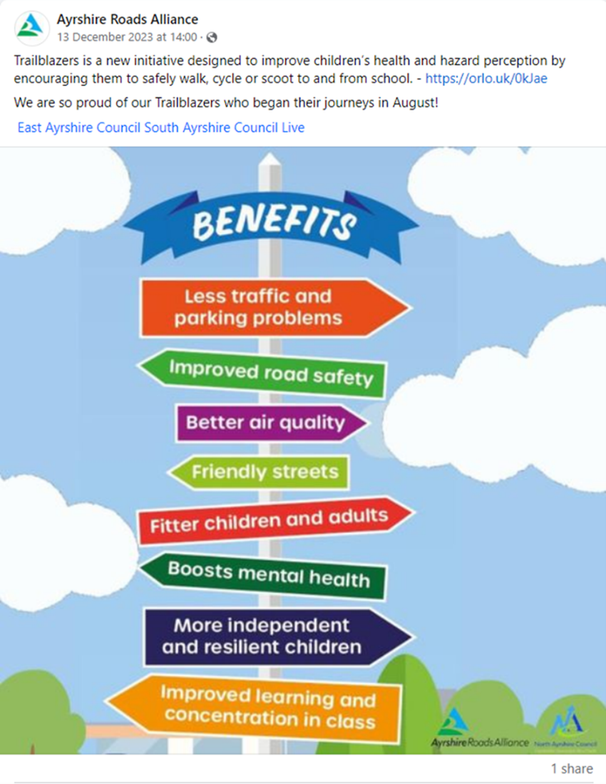 Figure 8: Ayrshire Road Alliance Social Media Post, as described in the text below