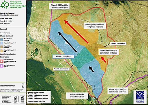 Map showing where the tree planting works will take place