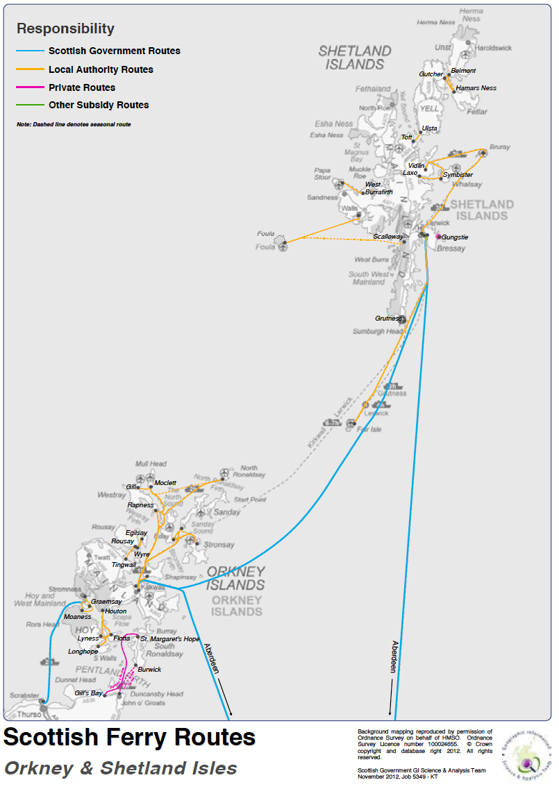 Figure 9.5: Scottish Ferry Routes Orkney and Shetland Isles Figure 9.5: Scottish Ferry Routes Orkney and Shetland Isles