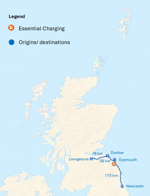 Essential And Additional Charging On The Livingston Newcastle HGV Route