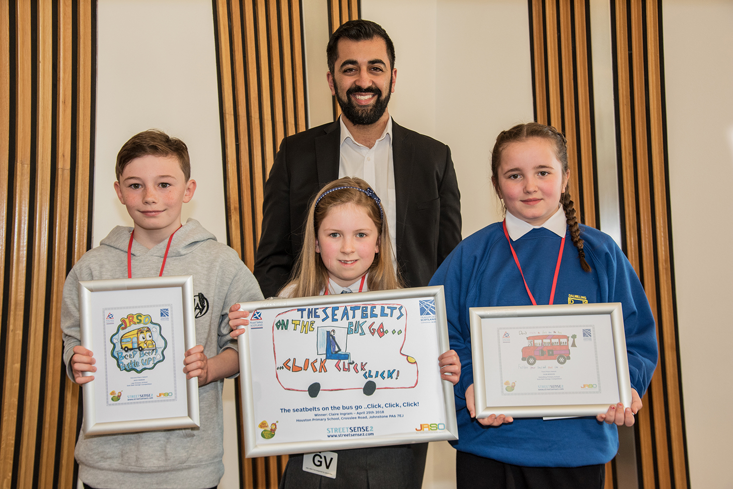 Minister for Transport with Seat Belt Design Competition winners - April 2018