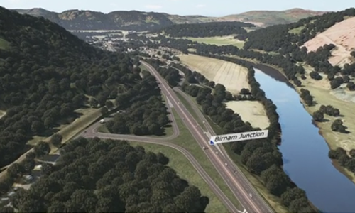 Animated road with an annotation showing Birnam Junction